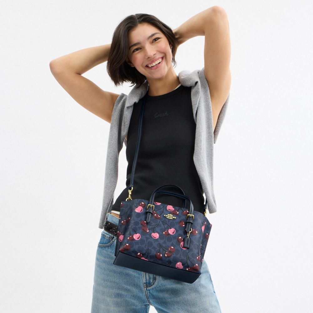 코치 Mollie Tote Bag 25 In Signature Canvas With Cherry Print 이미지