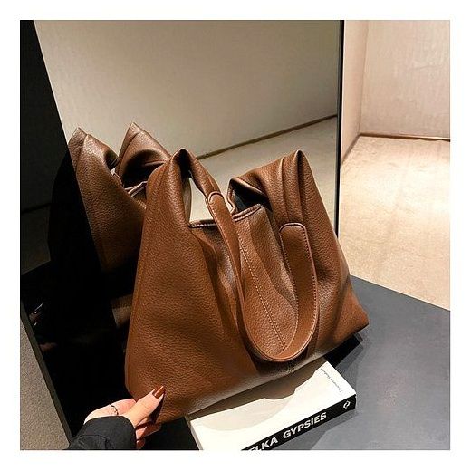 마로 고급스러운 데일리 여성 보부상 가방 숄더백, 카멜브라운 이미지