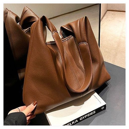 마로 고급스러운 데일리 여성 보부상 가방 숄더백, 카멜브라운 이미지