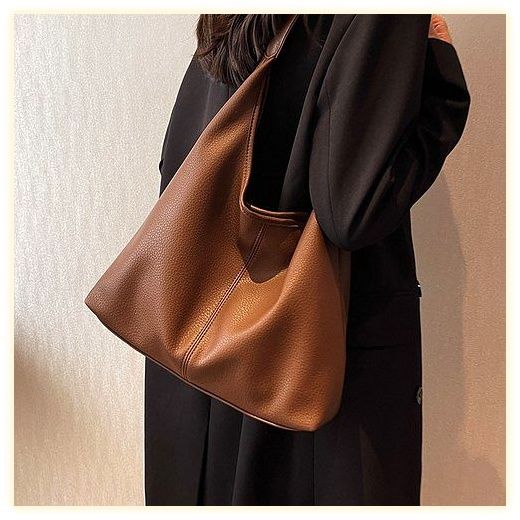 마로 고급스러운 데일리 여성 보부상 가방 숄더백, 카멜브라운 이미지