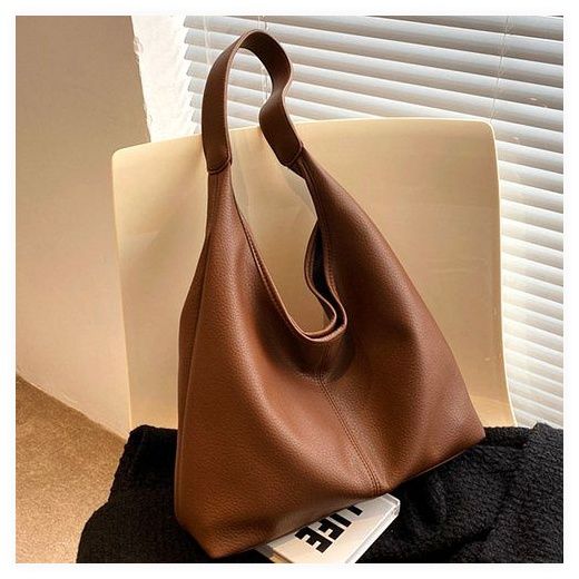 마로 고급스러운 데일리 여성 보부상 가방 숄더백, 카멜브라운 이미지