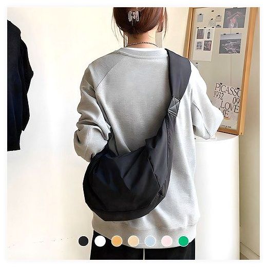 밀스펙 유니섹스 나일론 호보백 크로스 숄더 메신저 남자 여자 남성 여성 옆으로매는가방, 블랙 이미지