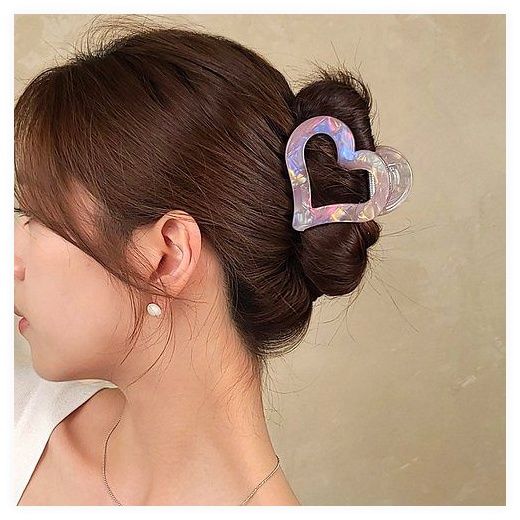 초콜리트쥬얼리 머스티 하트 셀룰로오스 올림머리 헤어 집게핀 - 5color, 연핑크 이미지