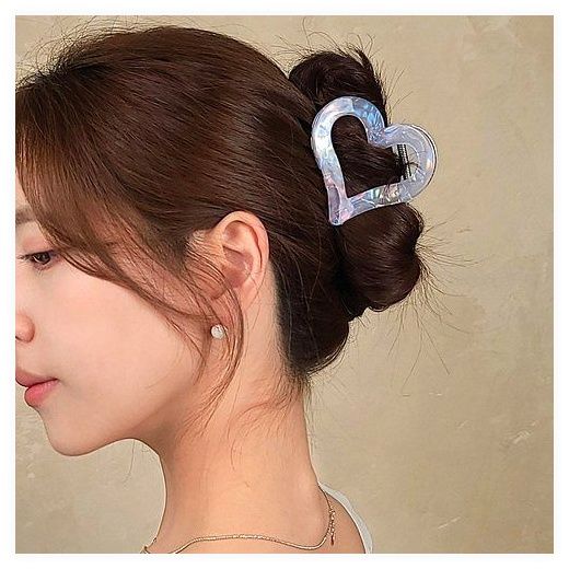 초콜리트쥬얼리 머스티 하트 셀룰로오스 올림머리 헤어 집게핀 - 5color, 연핑크 이미지