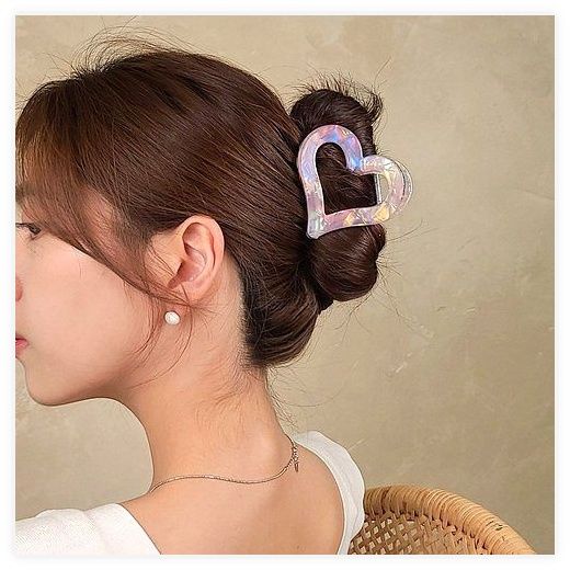 초콜리트쥬얼리 머스티 하트 셀룰로오스 올림머리 헤어 집게핀 - 5color, 연핑크 이미지