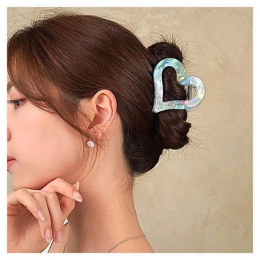 초콜리트쥬얼리 머스티 하트 셀룰로오스 올림머리 헤어 집게핀 - 5color, 연핑크 이미지