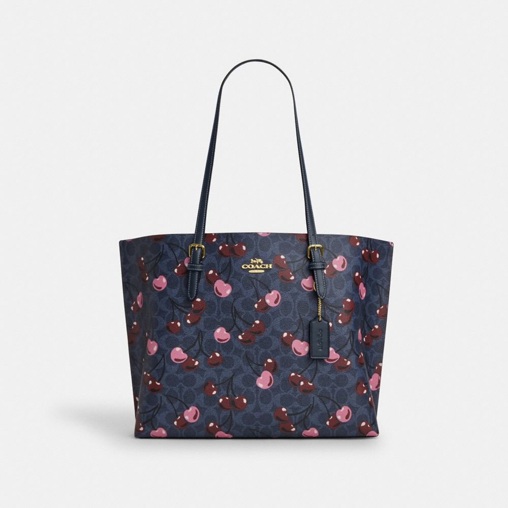 코치 Mollie Tote In Signature Canvas With Cherry Print 이미지