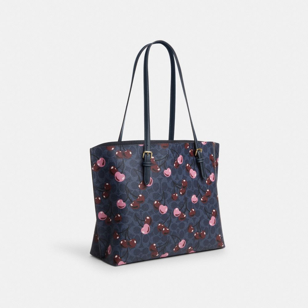 코치 Mollie Tote In Signature Canvas With Cherry Print 이미지