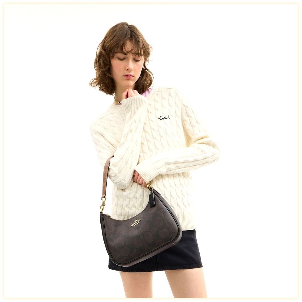코치 Teri Hobo Bag In Blocked Signature Canvas 이미지