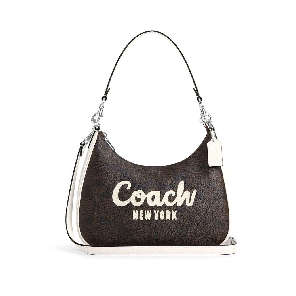 코치 Teri Hobo In Signature Canvas With Coach Graphic 이미지