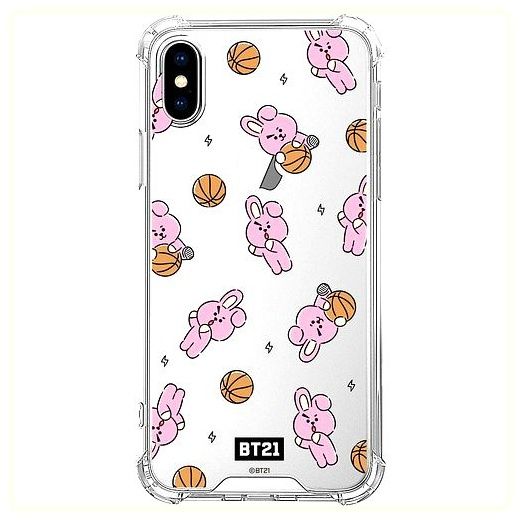 BT21 행아웃 패턴 클리어 슬림 범퍼 휴대폰 케이스, 쿠키, 아이폰 12 Pro 이미지