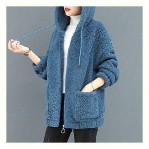[엘로라 Pick] 가을 겨울 뽀글이 양털 후드 자켓 코디 추천! 로얄벨레 루즈핏 블루 L 사이즈 후기 (버버리벌리숏자켓 스타일) 이미지
