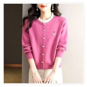 봄 가을 여성 니트 가디건 추천: 베스트에피 진주 버튼 프릴 핑크 가디건 L 사이즈 후기 (간절기 아우터, 코스 퍼프 슬리브 블라우스 코디) 이미지