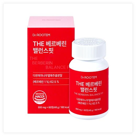 닥터루템 베르베린 500mg 다윈 매자나무열매 추출분말 밸런스핏 HACCP 인증, 60정, 1박스 이미지