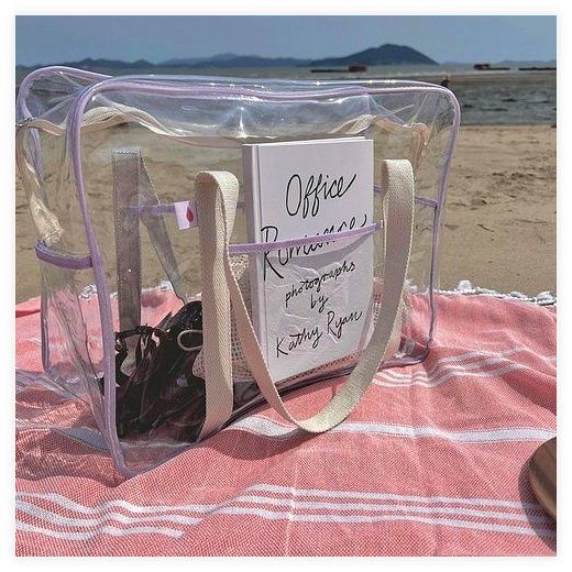 (당일배송) (소재 안전인증) 대형 투명비치백 세트 (메쉬백), 대형 퍼플 이미지