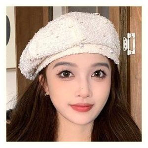 데이즈원 여성 베레모 모자 중년 여성 두건 아이보리 후기 미우미우 도트 스카프 스타일 베레모 추천 이미지