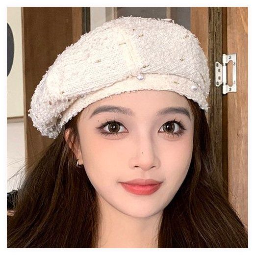 데이즈원 여성 베레모 모자 중년 여성 두건, 아이보리 이미지
