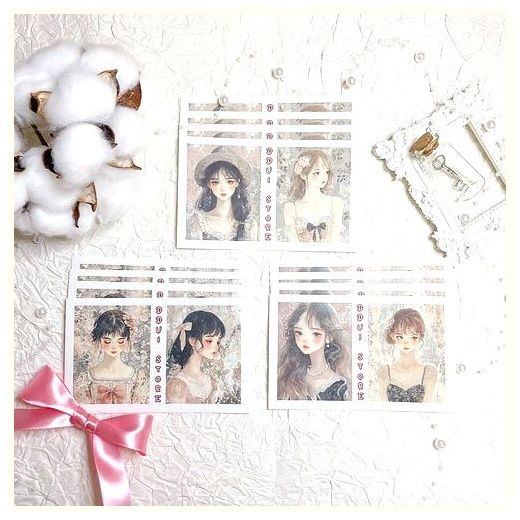 뚜이마켓 자체제작 빈티지 다꾸 스티커 감성 sticker 인스 다이어리 꾸미기 블랙 핑크 패키지 이미지