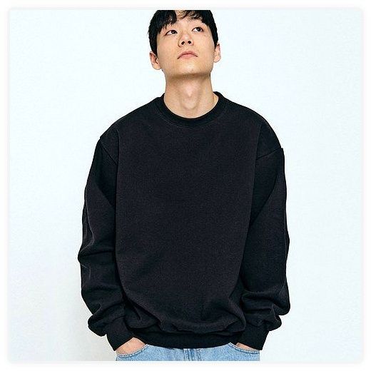 로스앤젤레스어패럴 HF07 헤비 플리스 맨투맨 티셔츠 블랙, L, 블랙 이미지