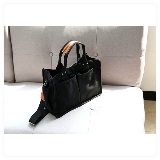 루루백 멀티 포켓 에코백 + 구성품 랜덤발송, 블랙, 36 x 26 x ... 이미지