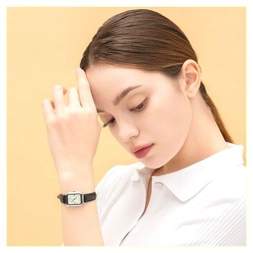 르끌라 몽트르 여자 여성 가죽 손목 패션 시계, 블랙 이미지