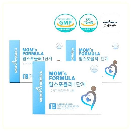 맘스포뮬러 1단계 임산부 임신초기 활성형 엽산 영양제, 60정, 3개 이미지
