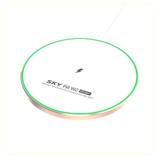 스카이 필 W2 아이언 플러스 고속 무선충전기 패드, 화이트 + 골드, 2개 이미지
