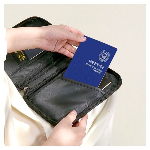 어썸트립 안티스키밍 가족 여권 파우치 RFID 차단 가방, 블랙 이미지