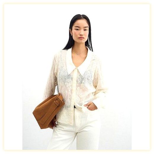 위메농(Oui mais non) Sandro cotton lace blouse, IVORY 이미지