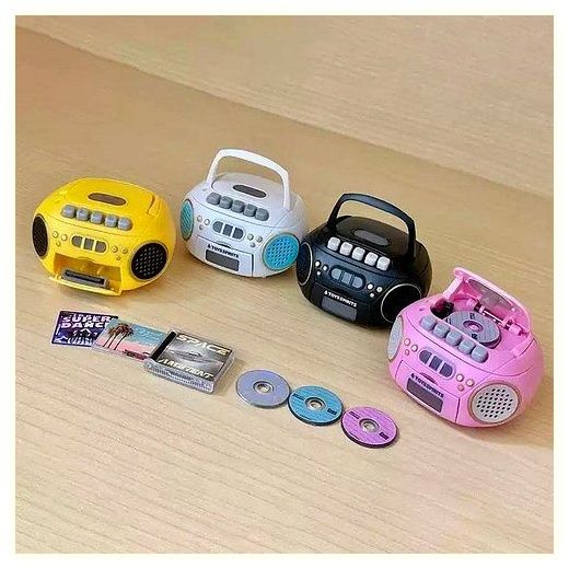 일본 레트로 CD 플레이어 가챠 굿즈 디스크+테이프 액세서리 미니어처 레트로, 가샤폰 6cm, 01.검은 테이프 ... 이미지