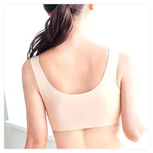 젝소 여성 노와이어 브라자 편한 일체형 심리스 브래지어 2P, 그린+스킨, L 이미지