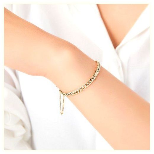 (주)엘렌쥬얼리 엘렌쥬얼리 14K 할로우 볼륨 3.5mm 금 여성골드(화이트/로즈골드) 팔찌, 옐로우골드, 17.5cm 이미지