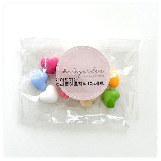 케이트가든 자체제작 컬러풀 하트 냉장고 자석 10개입, 10p 이미지