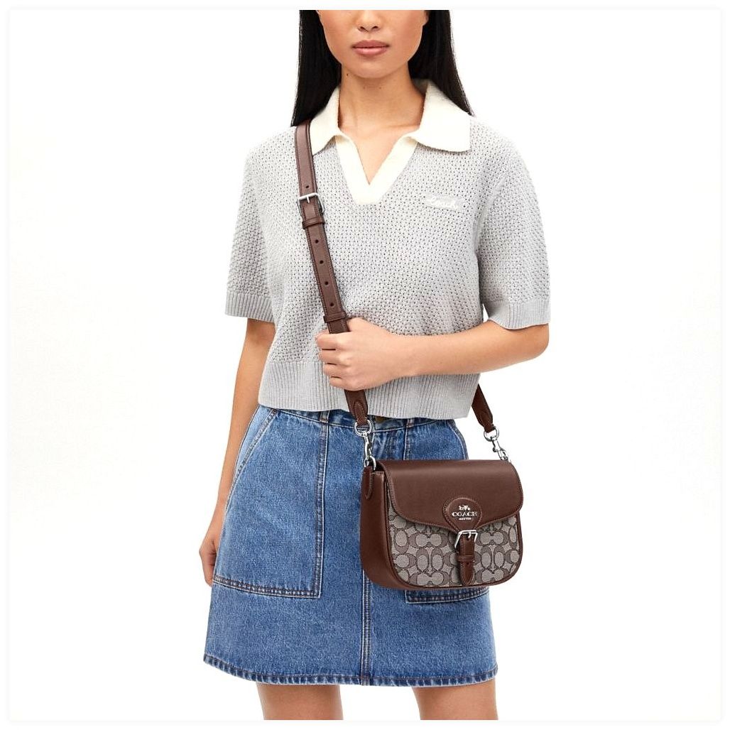 코치 Amelia Saddle Bag In Signature Jacquard 이미지