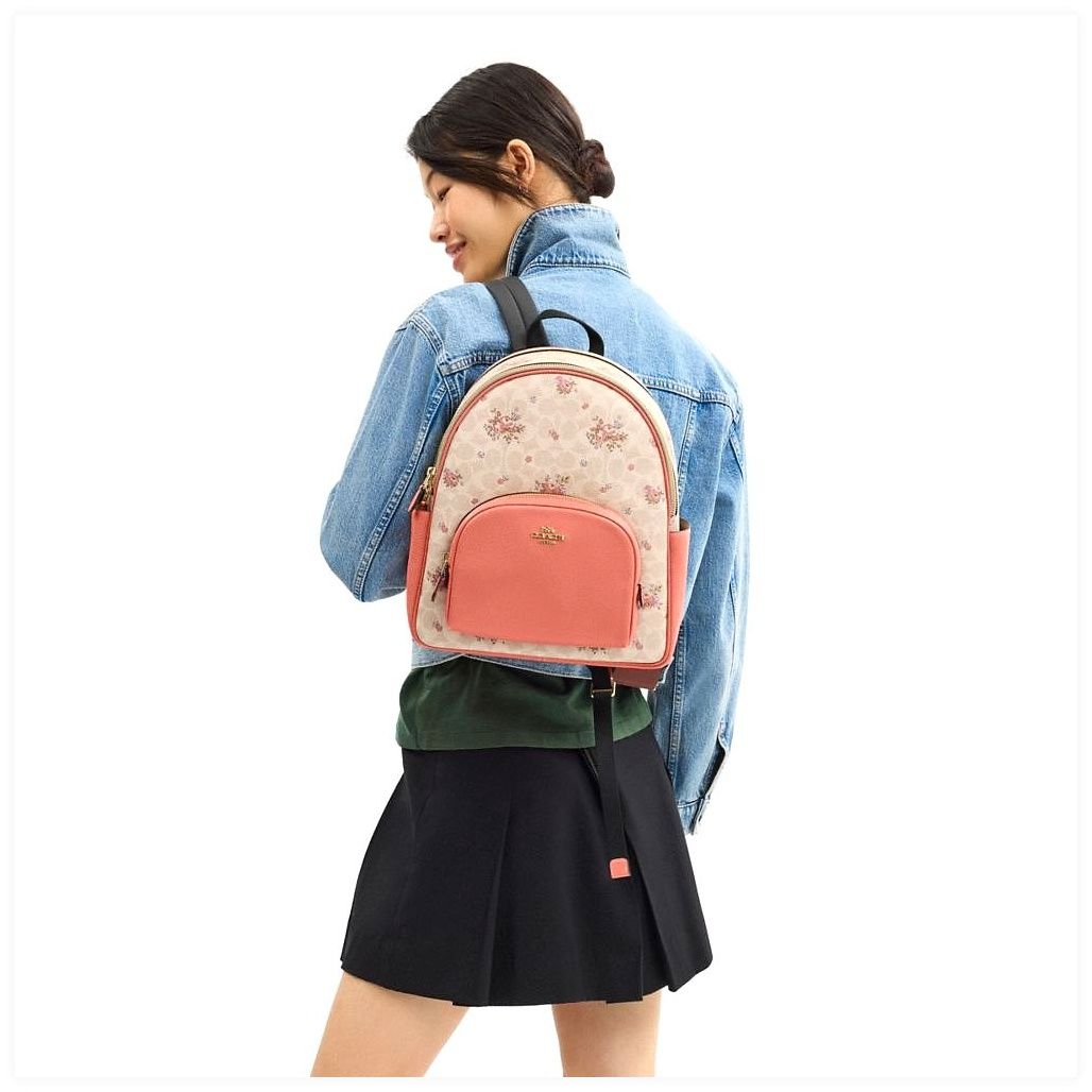 코치 Court Backpack In Signature Canvas With Floral Print 이미지