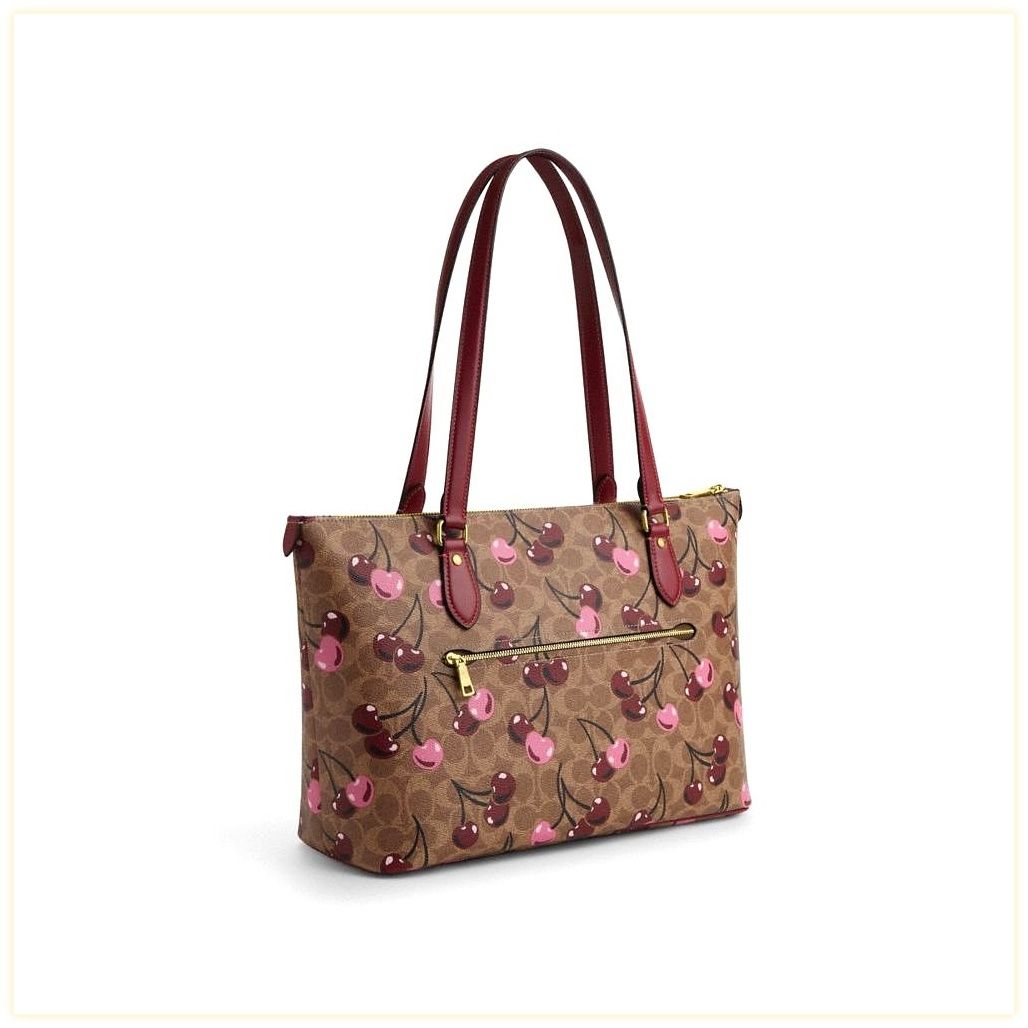 코치 Gallery Tote Bag In Signature Canvas With Cherry Print 이미지