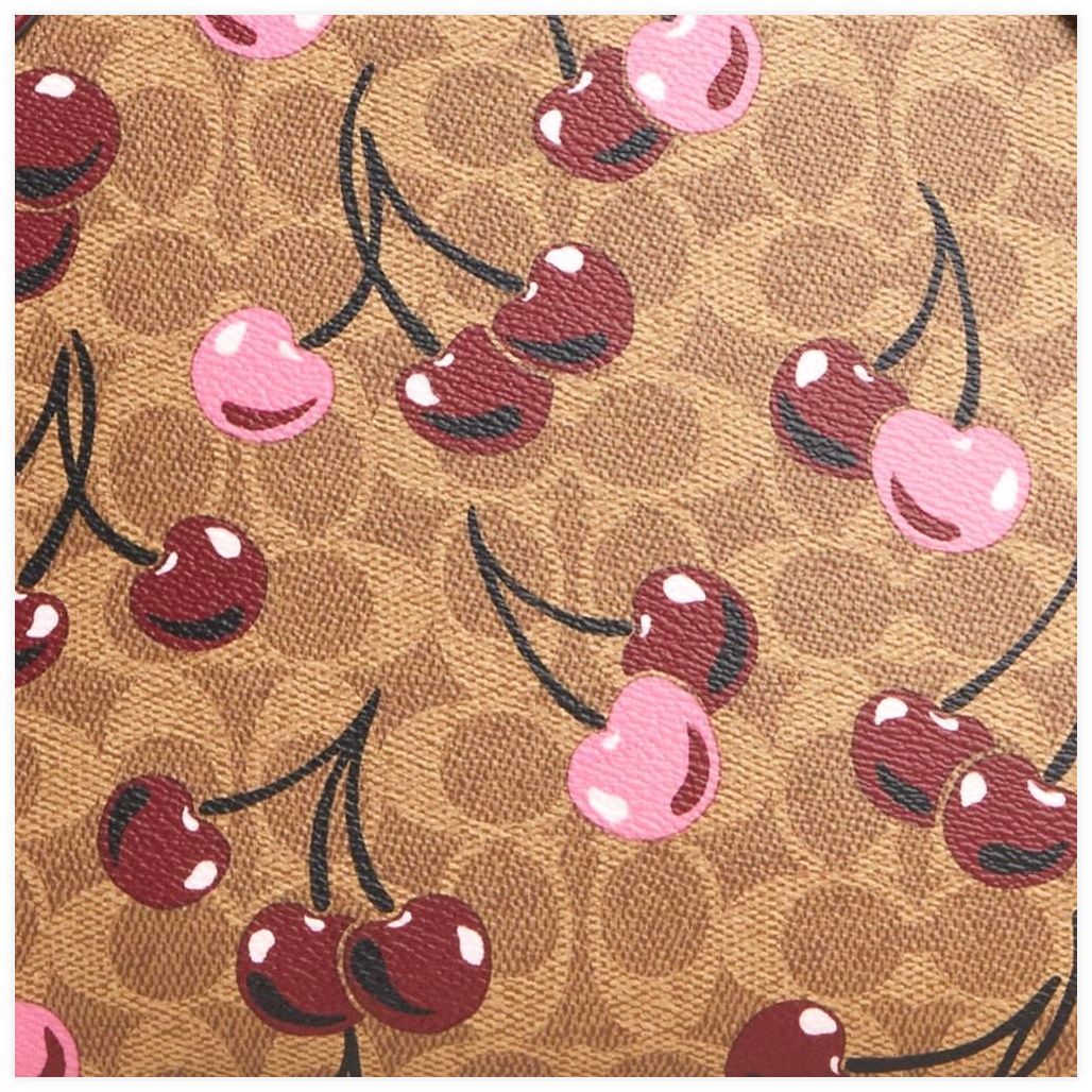 코치 Gallery Tote Bag In Signature Canvas With Cherry Print 이미지