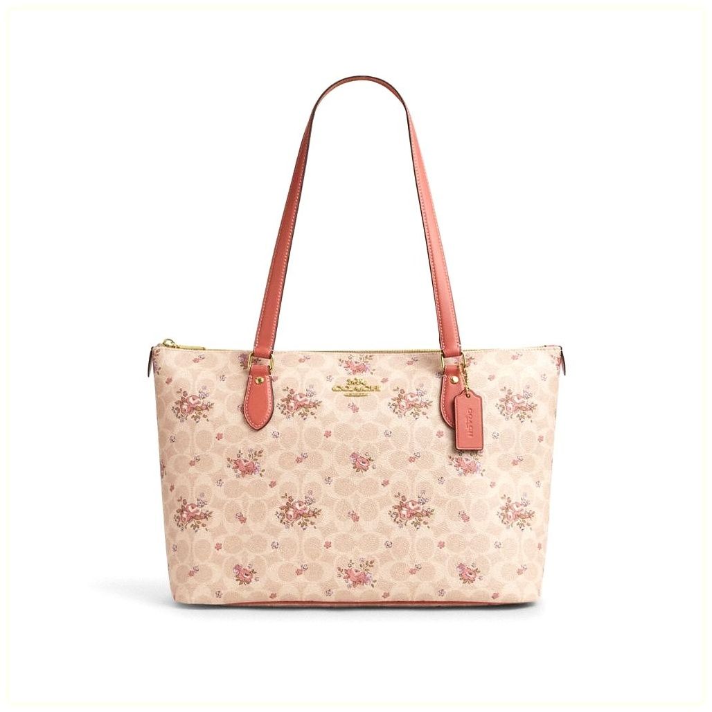 코치 Gallery Tote Bag In Signature Canvas With Floral Print 이미지