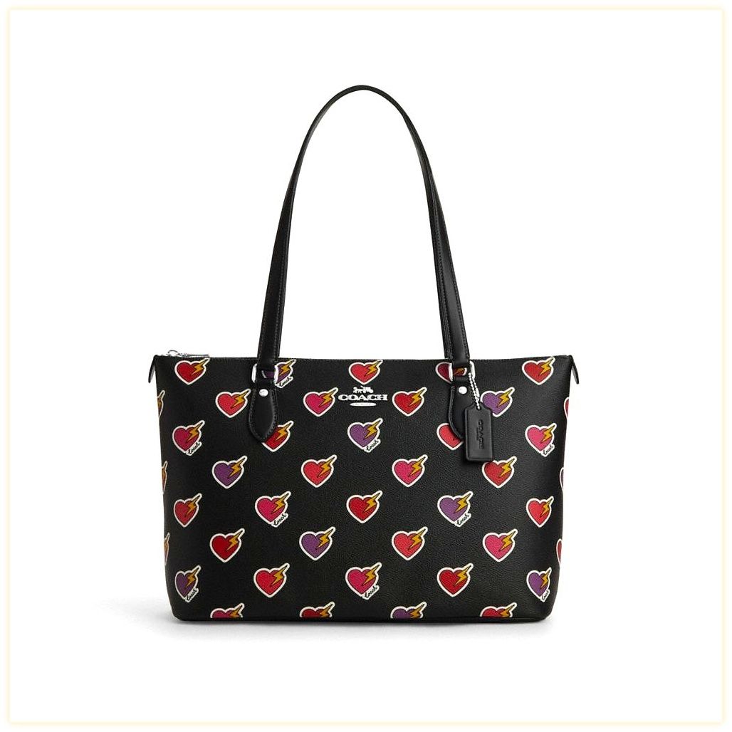 코치 Gallery Tote Bag With Heart Bolt Print 이미지
