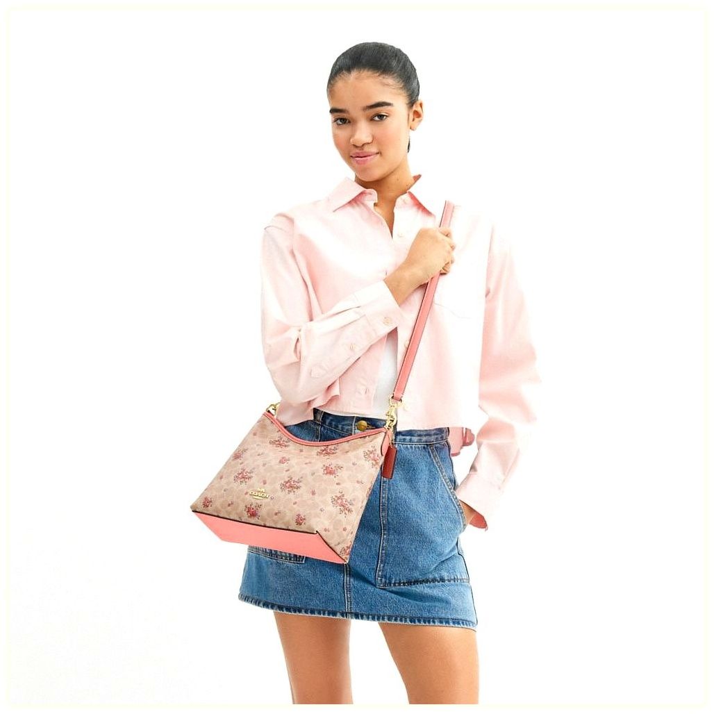 코치 Laurel Shoulder Bag In Signature Canvas With Floral Print 이미지
