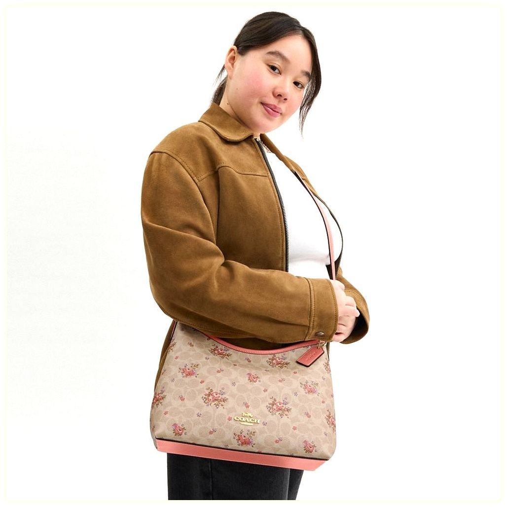 코치 Laurel Shoulder Bag In Signature Canvas With Floral Print 이미지