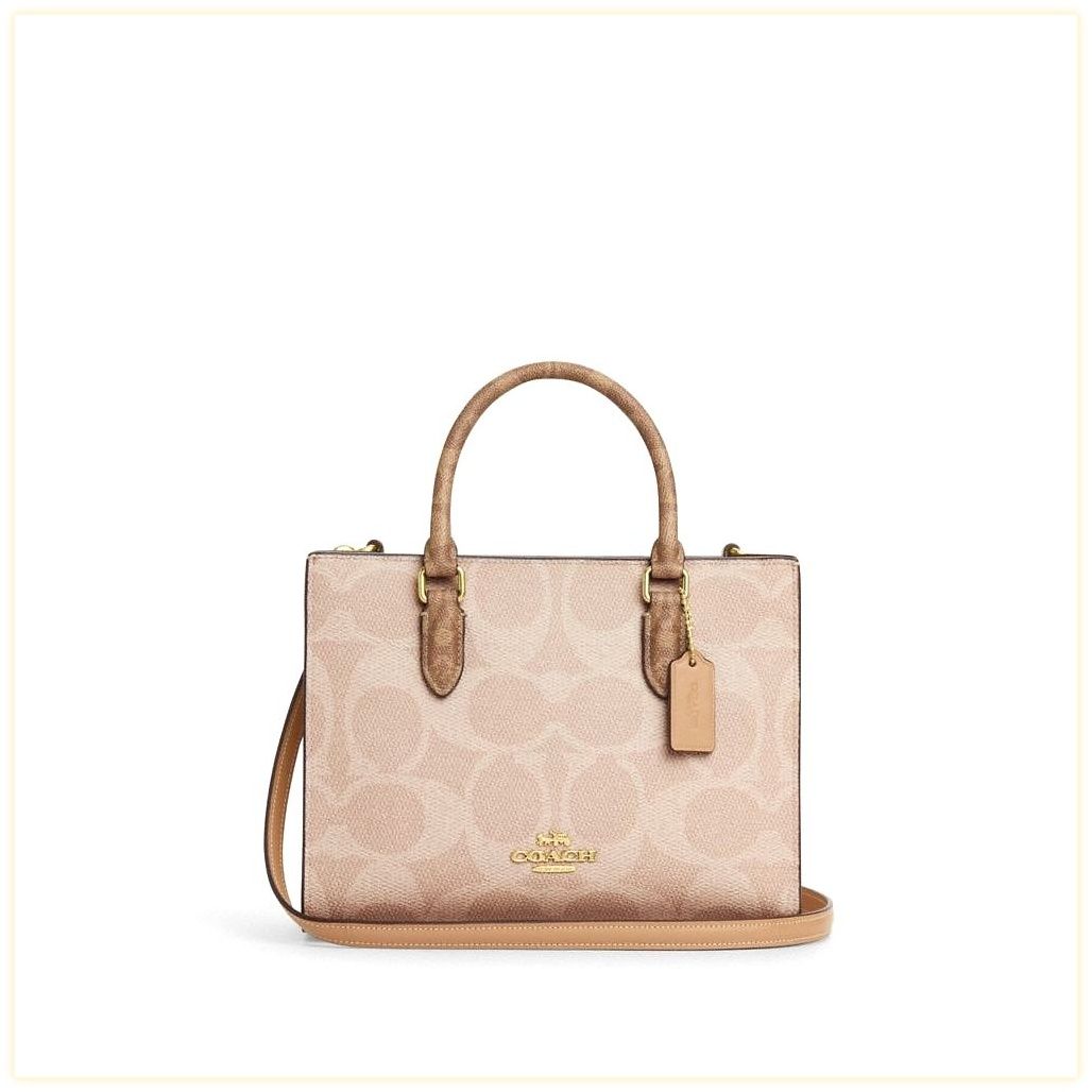 코치 Maggie Small Tote Bag In Blocked Signature Canvas 이미지
