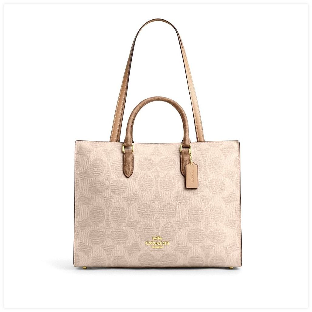 코치 Maggie Tote Bag In Blocked Signature Canvas 이미지