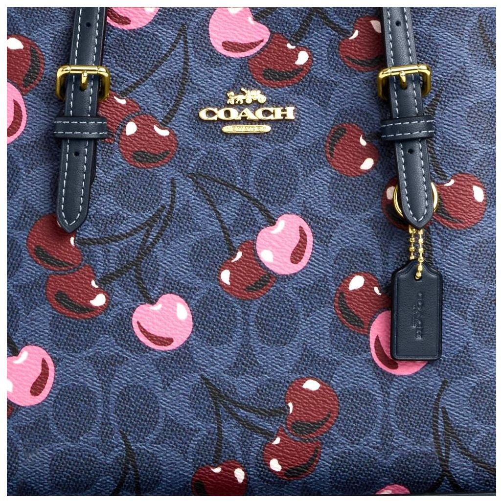코치 Mollie Tote Bag 25 In Signature Canvas With Cherry Print 이미지