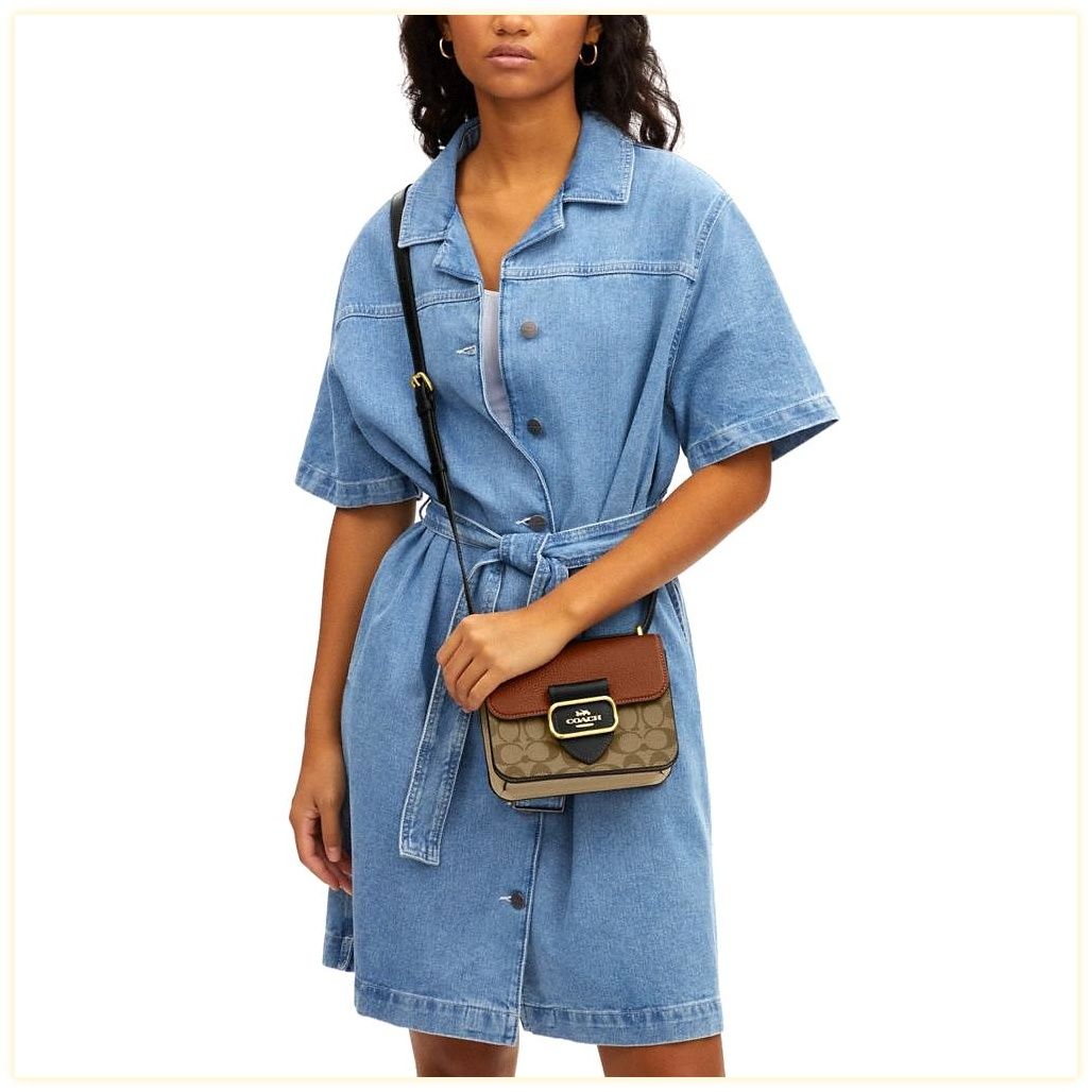 코치 Morgan Square Crossbody Bag In Colorblock Signature Canvas 이미지