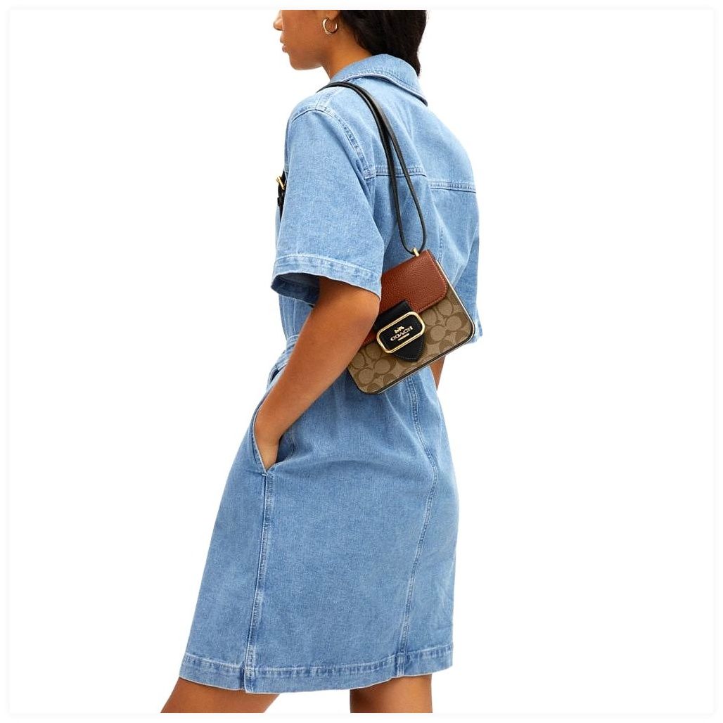코치 Morgan Square Crossbody Bag In Colorblock Signature Canvas 이미지