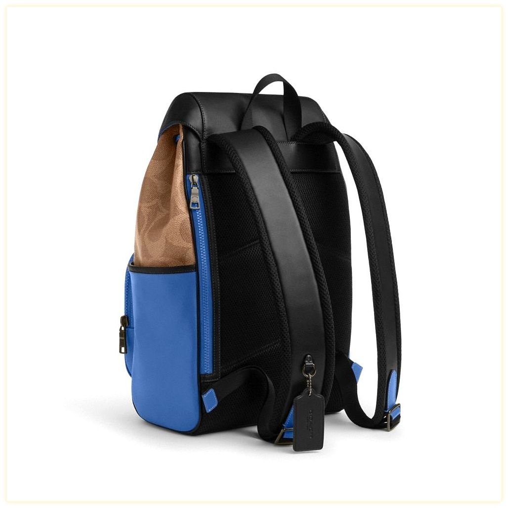 코치 Racer Backpack In Blocked Signature Canvas 이미지