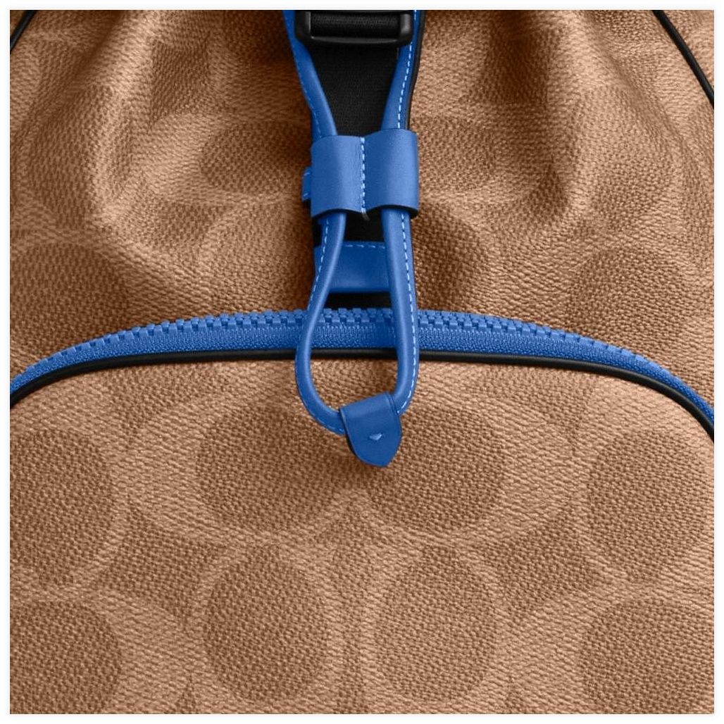 코치 Racer Backpack In Blocked Signature Canvas 이미지