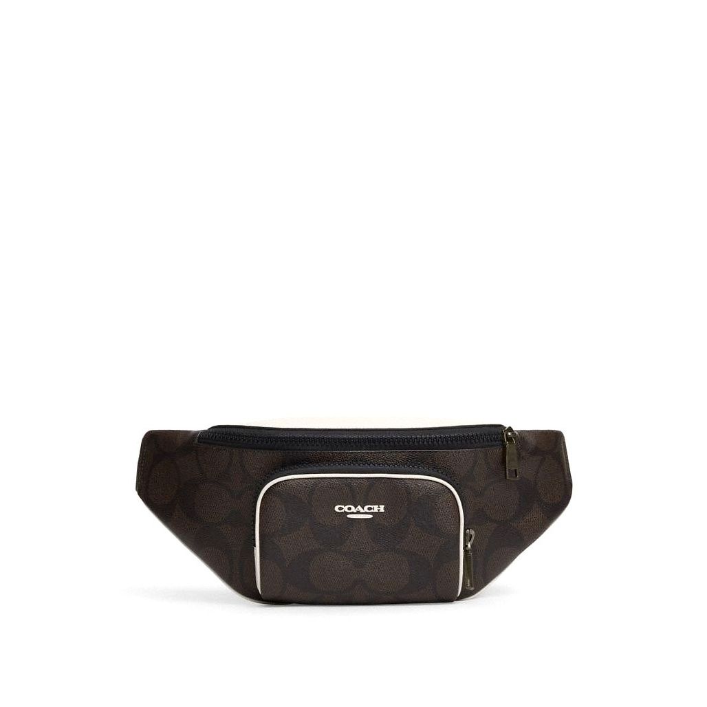코치 Racer Belt Bag In Blocked Signature Canvas 이미지