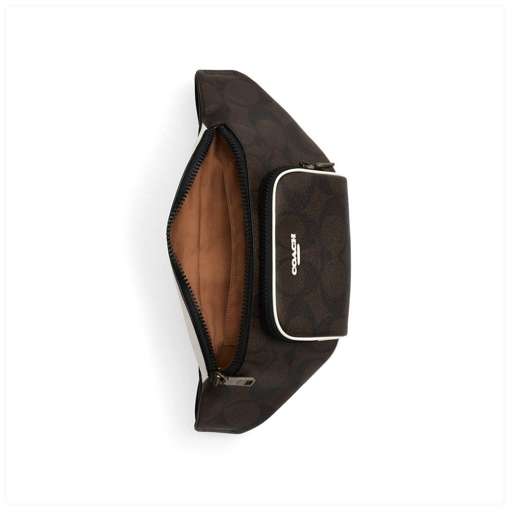코치 Racer Belt Bag In Blocked Signature Canvas 이미지